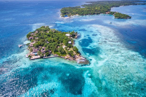 Rosario Islands in Cartagena de Indias, Colombia, aerial view.